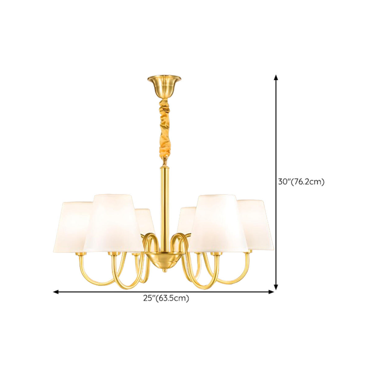 Elegant Fabric Drum Gold Chain Metal Chandelier Image - 23