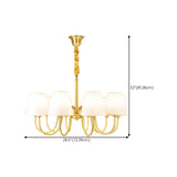 Elegant Fabric Drum Gold Chain Metal Chandelier Image - 25