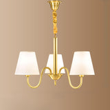 Elegant Fabric Drum Gold Chain Metal Chandelier Image - 6