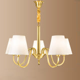 Elegant Fabric Drum Gold Chain Metal Chandelier Image - 7