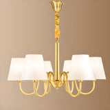 Elegant Fabric Drum Gold Chain Metal Chandelier Image - 8