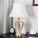 Elegant Fabric Drum Shape Ceramic Vase Table Lamp Image - 2