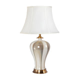 Elegant Fabric Drum Shape Ceramic Vase Table Lamp Image - 5