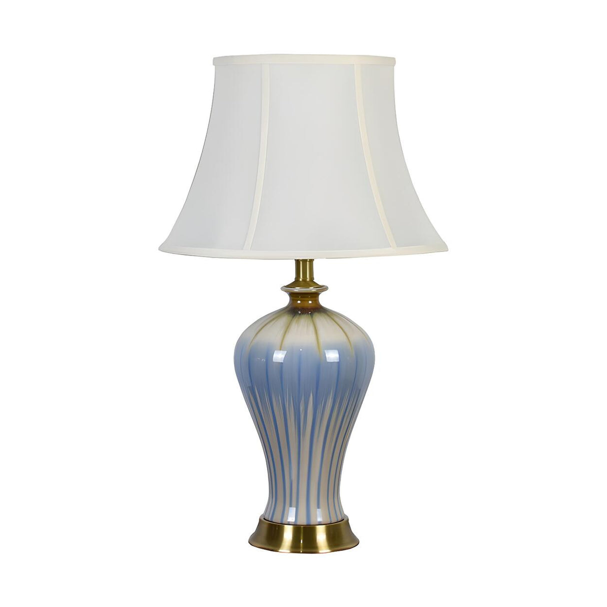 Elegant Fabric Drum Shape Ceramic Vase Table Lamp Image - 6