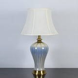 Elegant Fabric Drum Shape Ceramic Vase Table Lamp Image - 7