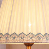 Elegant Fabric Lampshade Crystal Base Bedside Table Lamp Image - 15