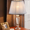 Elegant Fabric Lampshade Crystal Base Bedside Table Lamp Image - 2