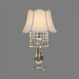 Elegant Fabric Pleated Shade Crystal Decor Table Lamp Image - 11