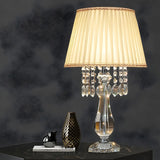 Elegant Fabric Pleated Shade Crystal Decor Table Lamp Image - 14