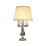 Elegant Fabric Pleated Shade Crystal Decor Table Lamp Image - 15