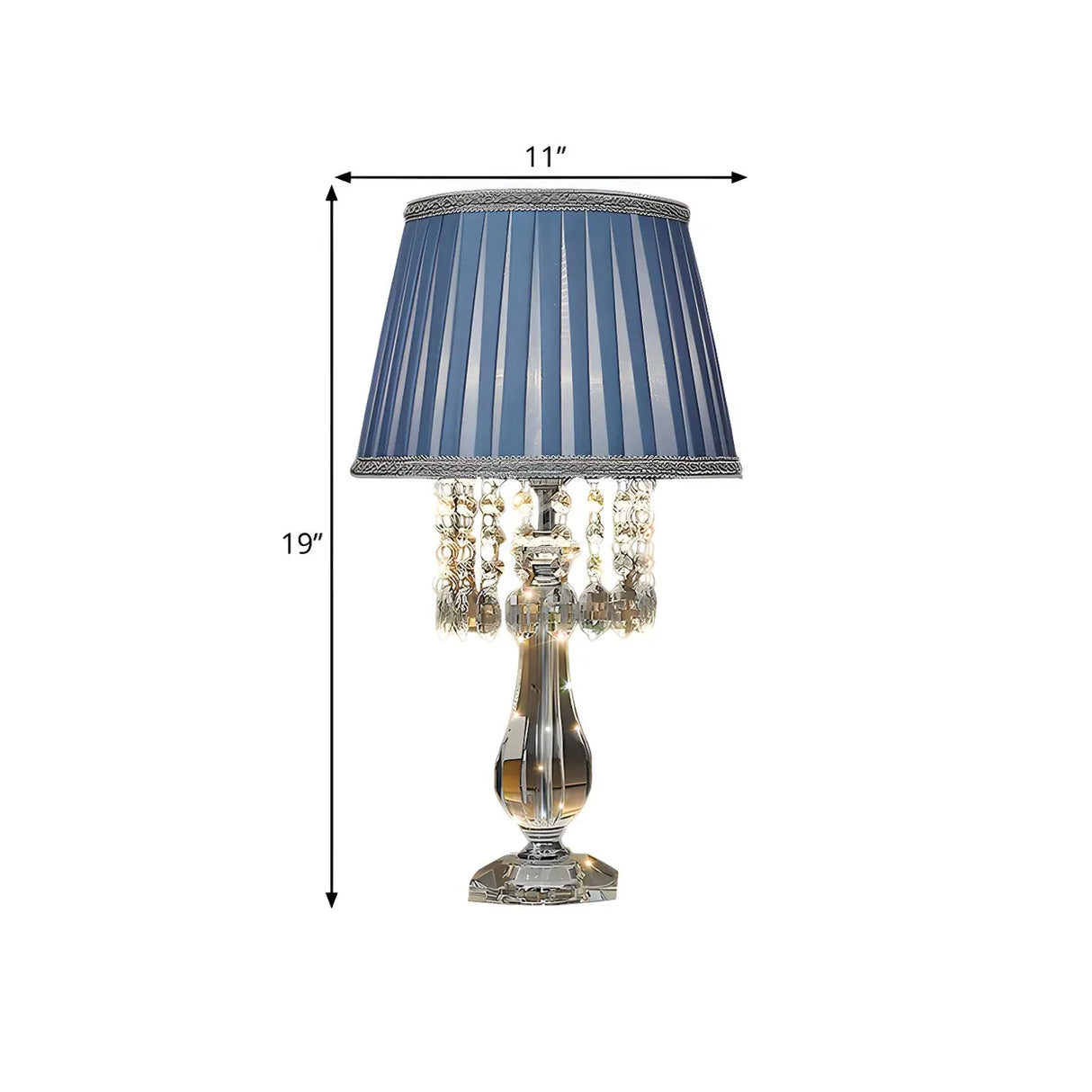 Elegant Fabric Pleated Shade Crystal Decor Table Lamp 