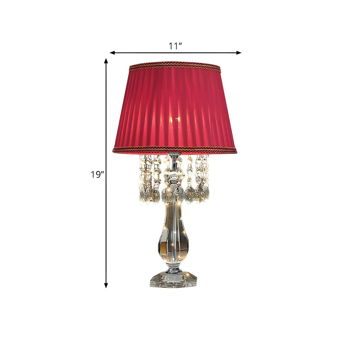 Elegant Fabric Pleated Shade Crystal Decor Table Lamp Image - 17