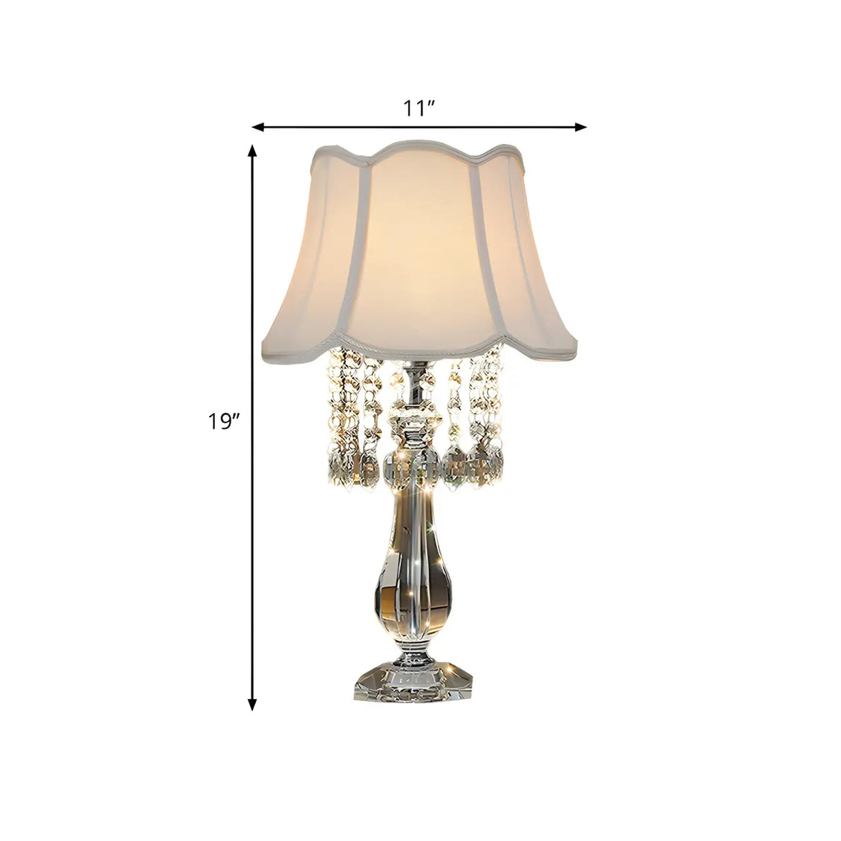 Elegant Fabric Pleated Shade Crystal Decor Table Lamp Image - 19