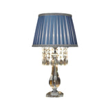 Elegant Fabric Pleated Shade Crystal Decor Table Lamp Image - 3