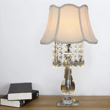 Elegant Fabric Pleated Shade Crystal Decor Table Lamp Image - 9