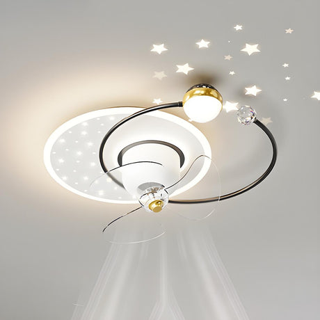 Elegant Fantasy Galaxy Ring Ceiling Fan with LED Light Image - 2