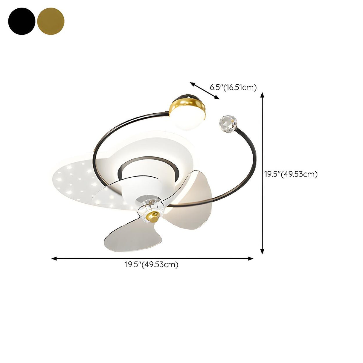 Elegant Fantasy Galaxy Ring Ceiling Fan with LED Light Image - 22