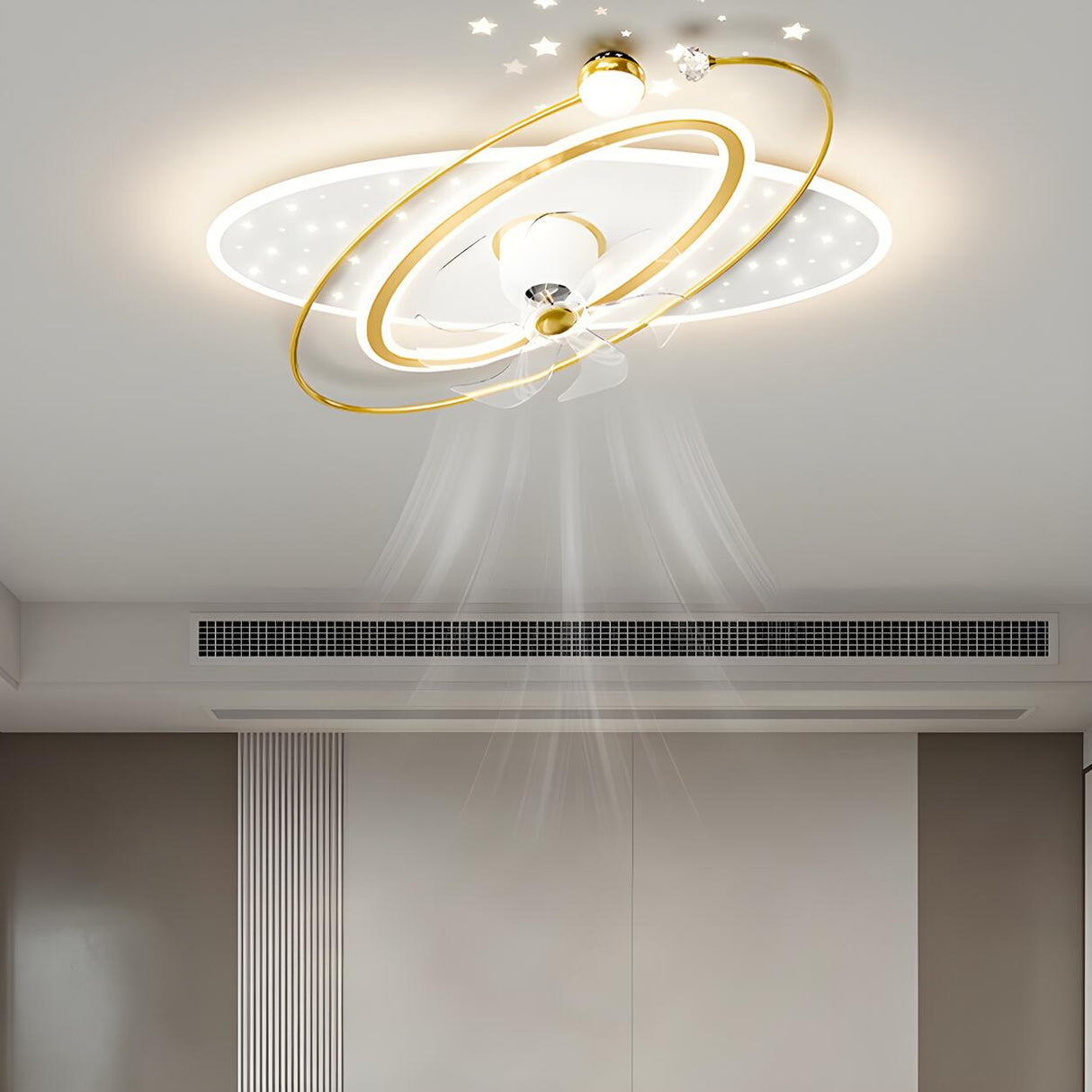 Elegant Fantasy Galaxy Ring Ceiling Fan with LED Light Image - 4