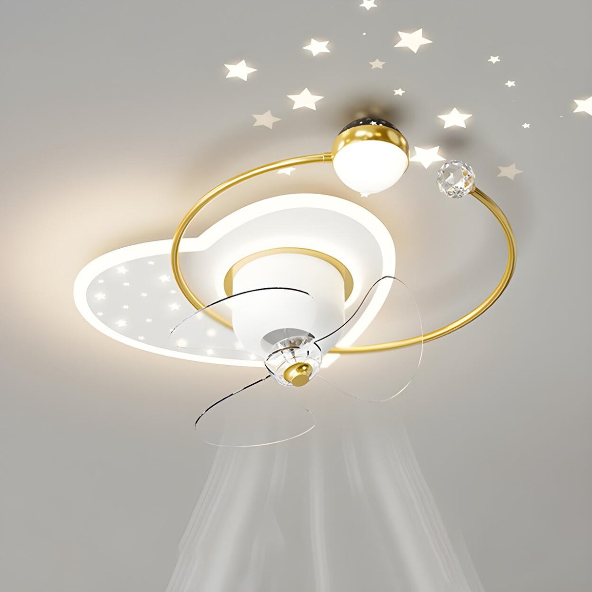 Elegant Fantasy Galaxy Ring Ceiling Fan with LED Light Image - 7