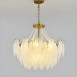 Elegant Feather White Glass Chandelier for Living Room Image - 10