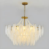 Elegant Feather White Glass Chandelier for Living Room Image - 9