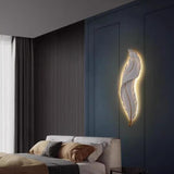 Elegant Feather White Metal LED Wall Sconce Image - 3