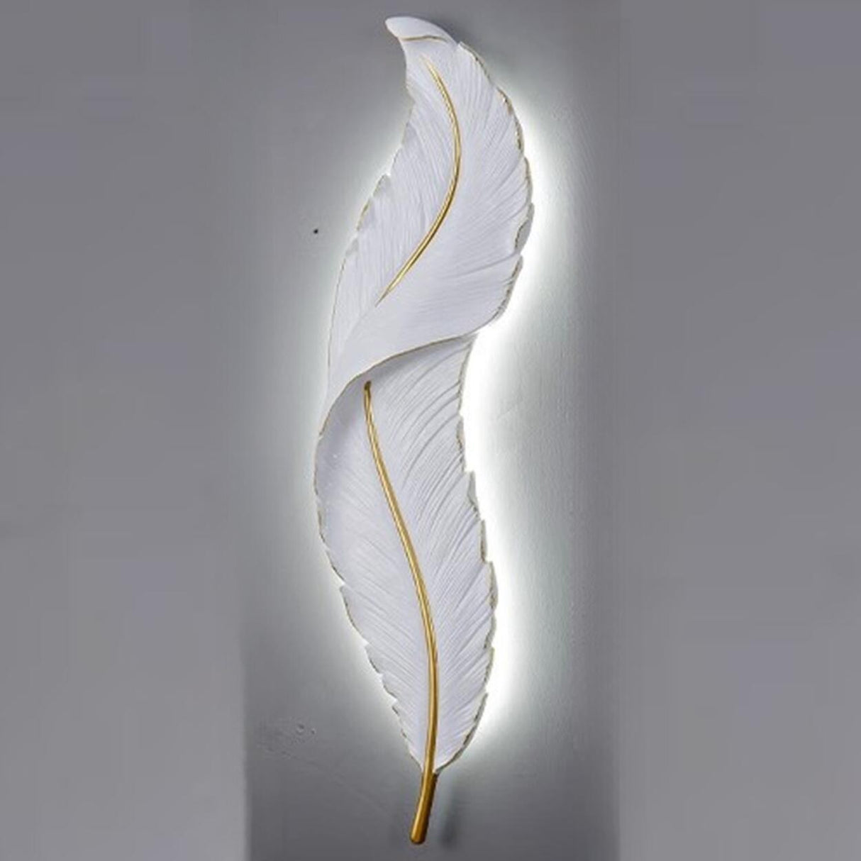 Elegant Feather White Metal LED Wall Sconce Image - 7