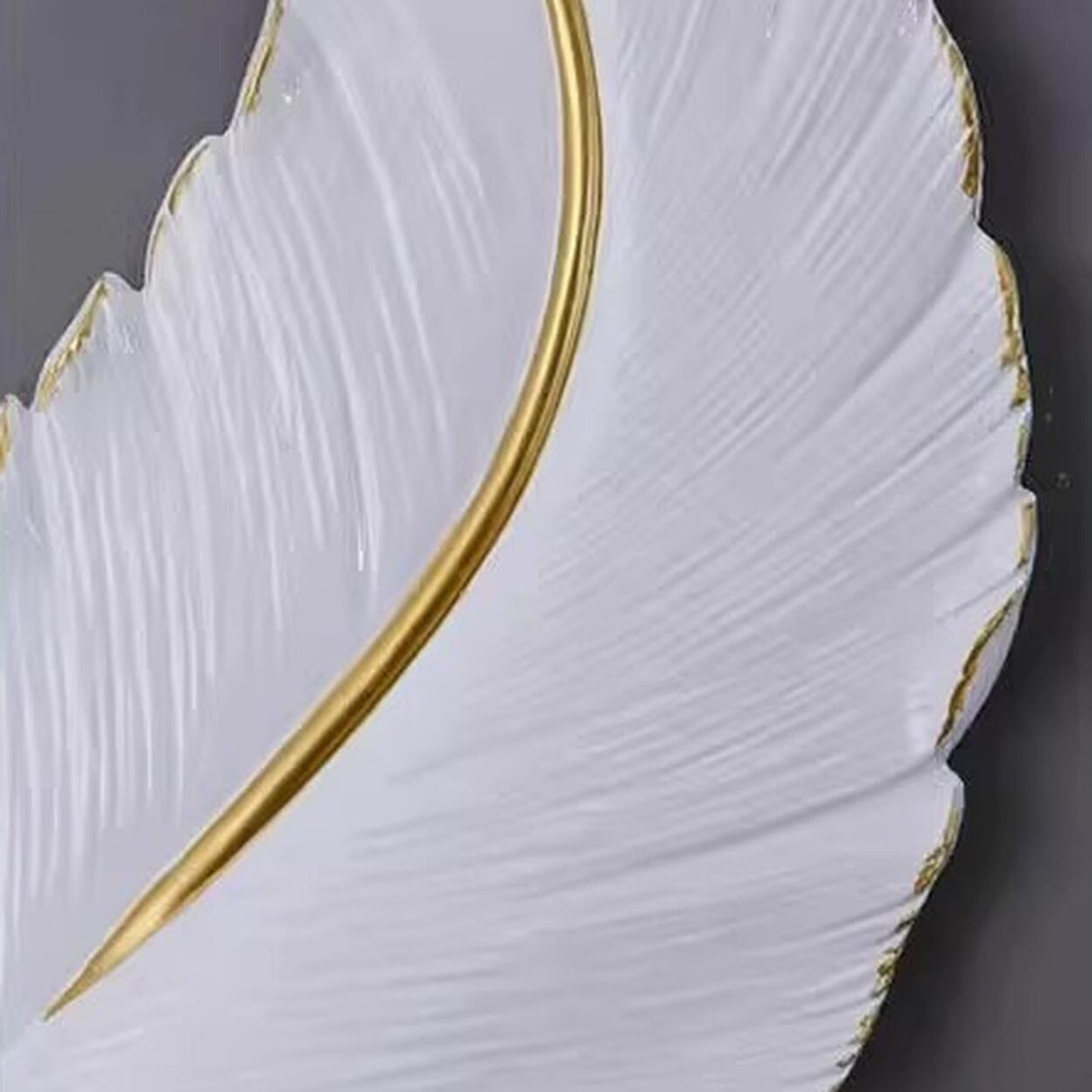 Elegant Feather White Metal LED Wall Sconce Image - 9