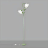 Elegant Floral and Green Metal Stand Floor Lamp Image - 12