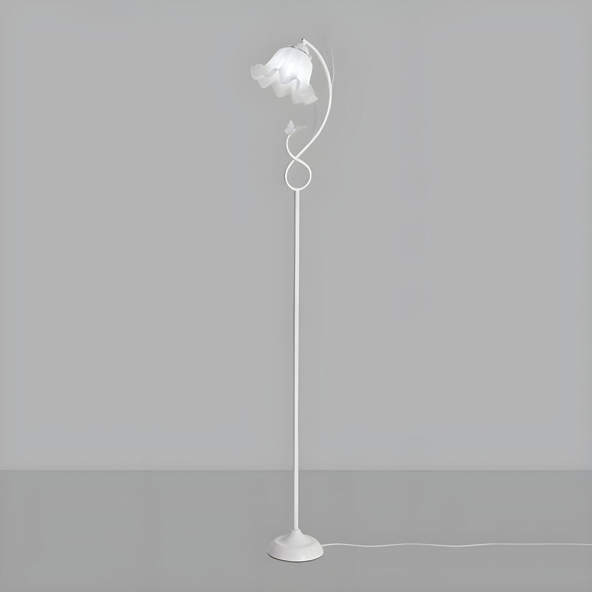 Elegant Floral and Green Metal Stand Floor Lamp Image - 2