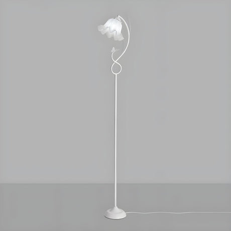 Elegant Floral and Green Metal Stand Floor Lamp Image - 2