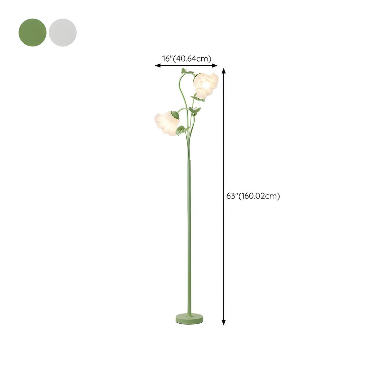 Elegant Floral and Green Metal Stand Floor Lamp Image - 29