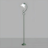 Elegant Floral and Green Metal Stand Floor Lamp Image - 5