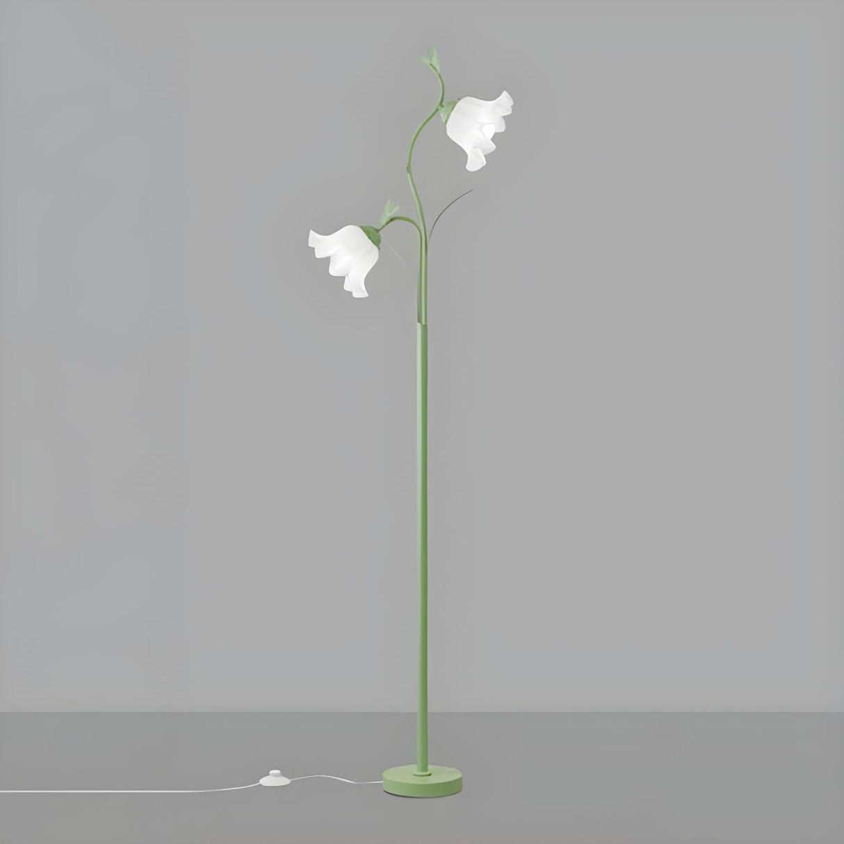 Elegant Floral and Green Metal Stand Floor Lamp Image - 7