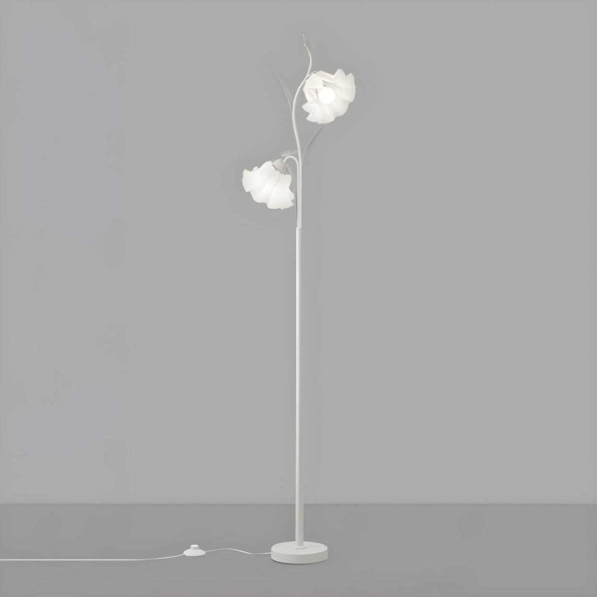 Elegant Floral and Green Metal Stand Floor Lamp Image - 9