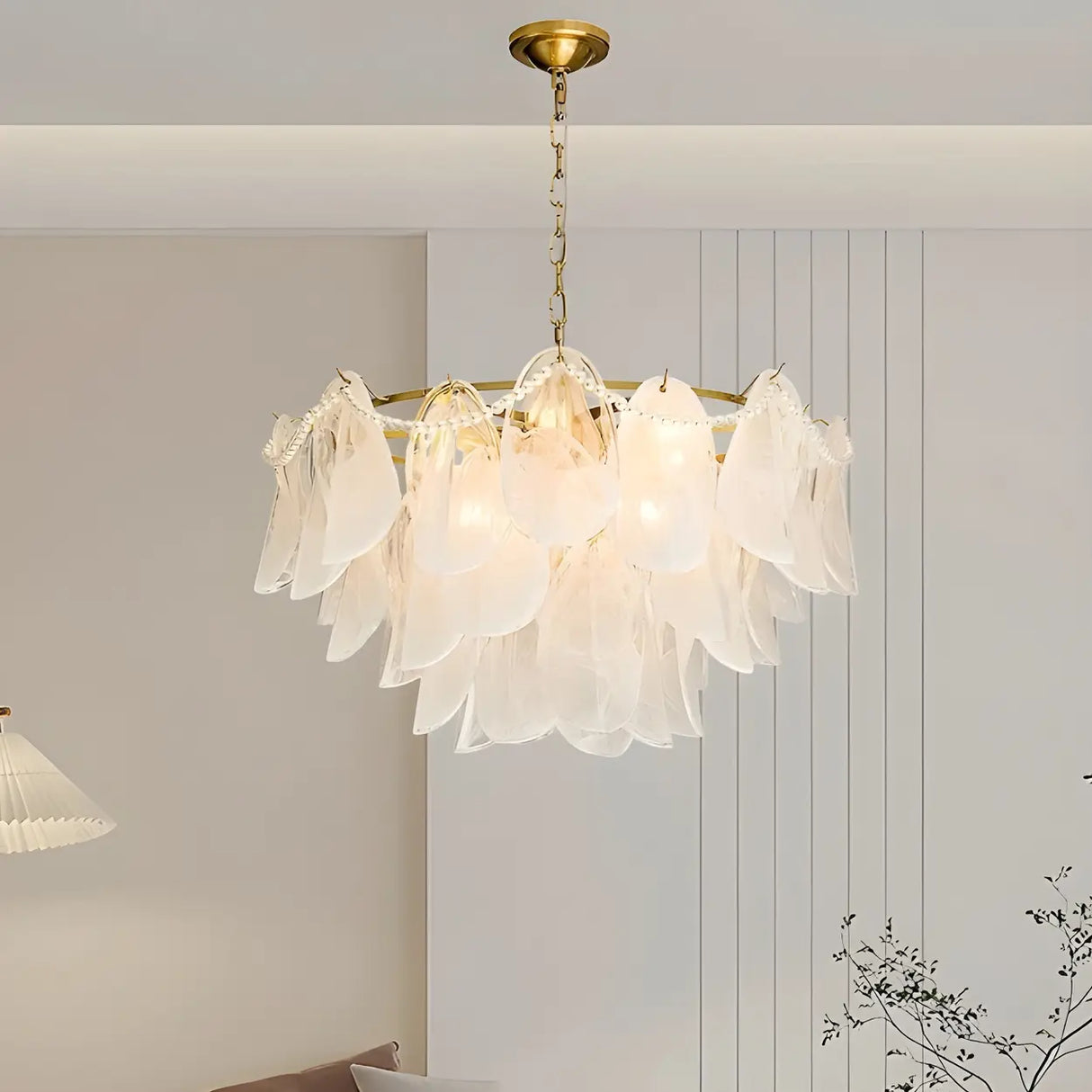 Elegant Floral Clear Glass Pendant Light Chandelier Image - 1