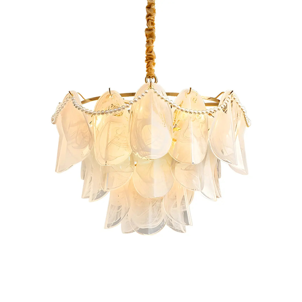 Elegant Floral Clear Glass Pendant Light Chandelier Image - 6