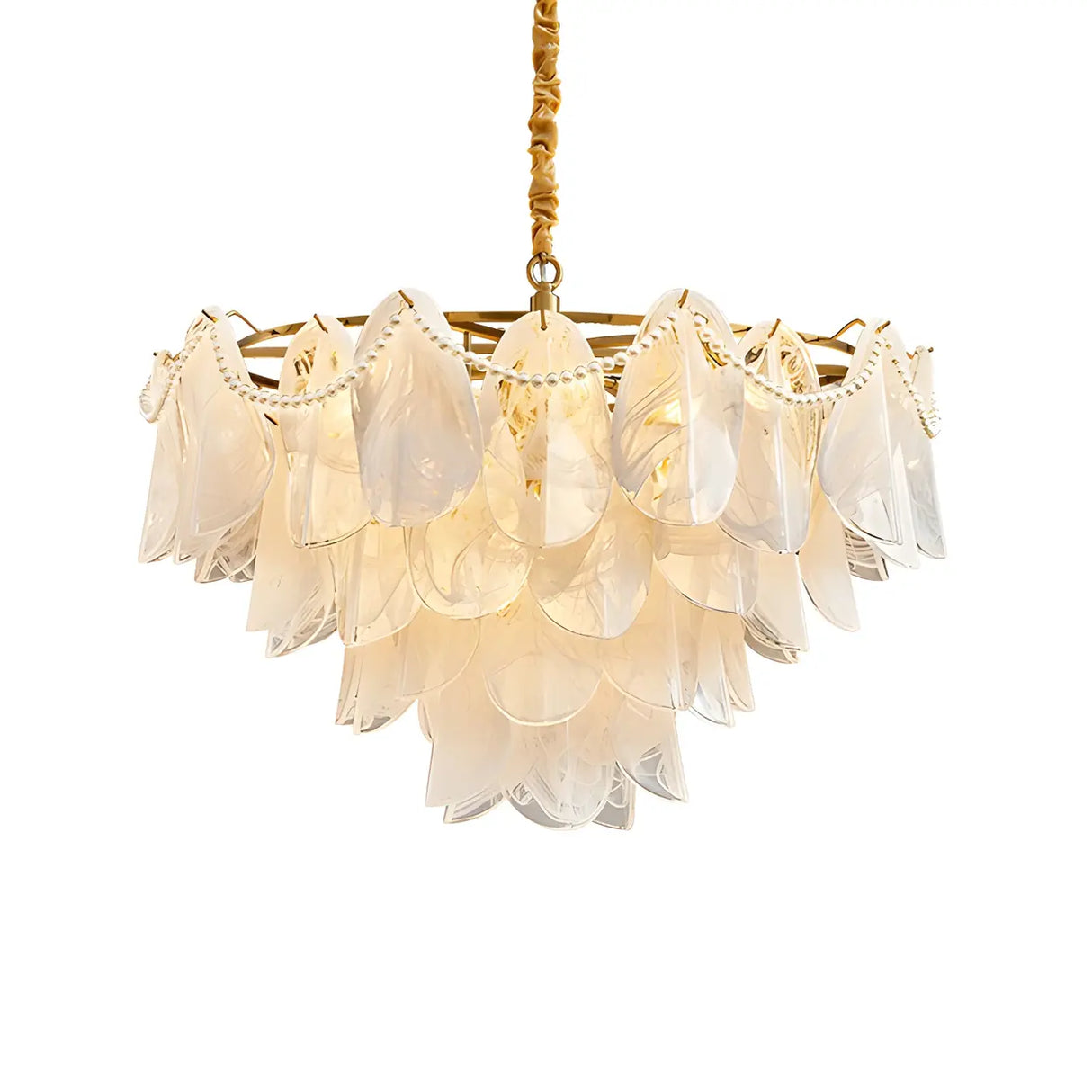 Elegant Floral Clear Glass Pendant Light Chandelier Image - 7