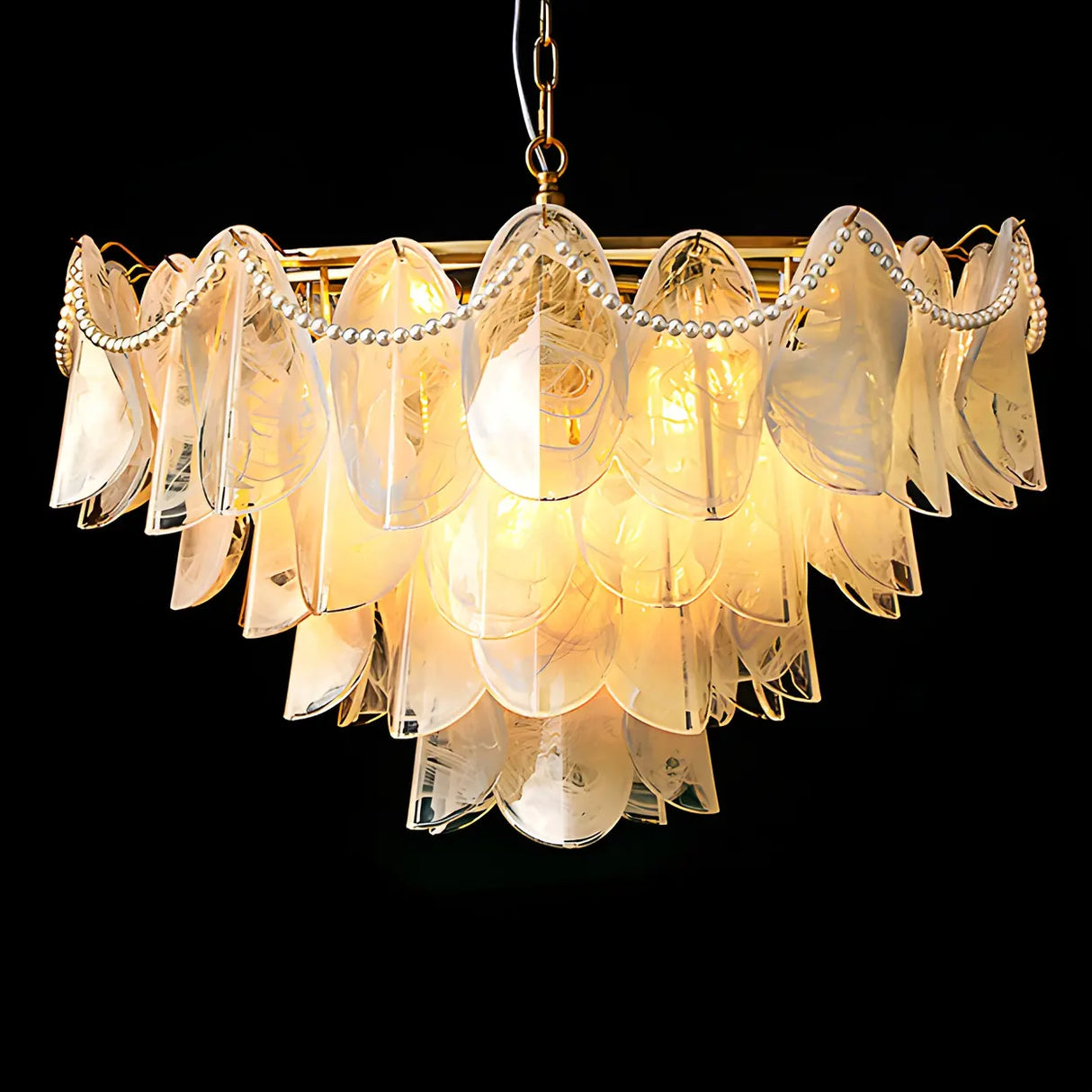 Elegant Floral Clear Glass Pendant Light Chandelier Image - 8