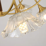 Elegant Floral Clear Glass Semi-Flush Mount Lamp 8-Lamp Image - 12