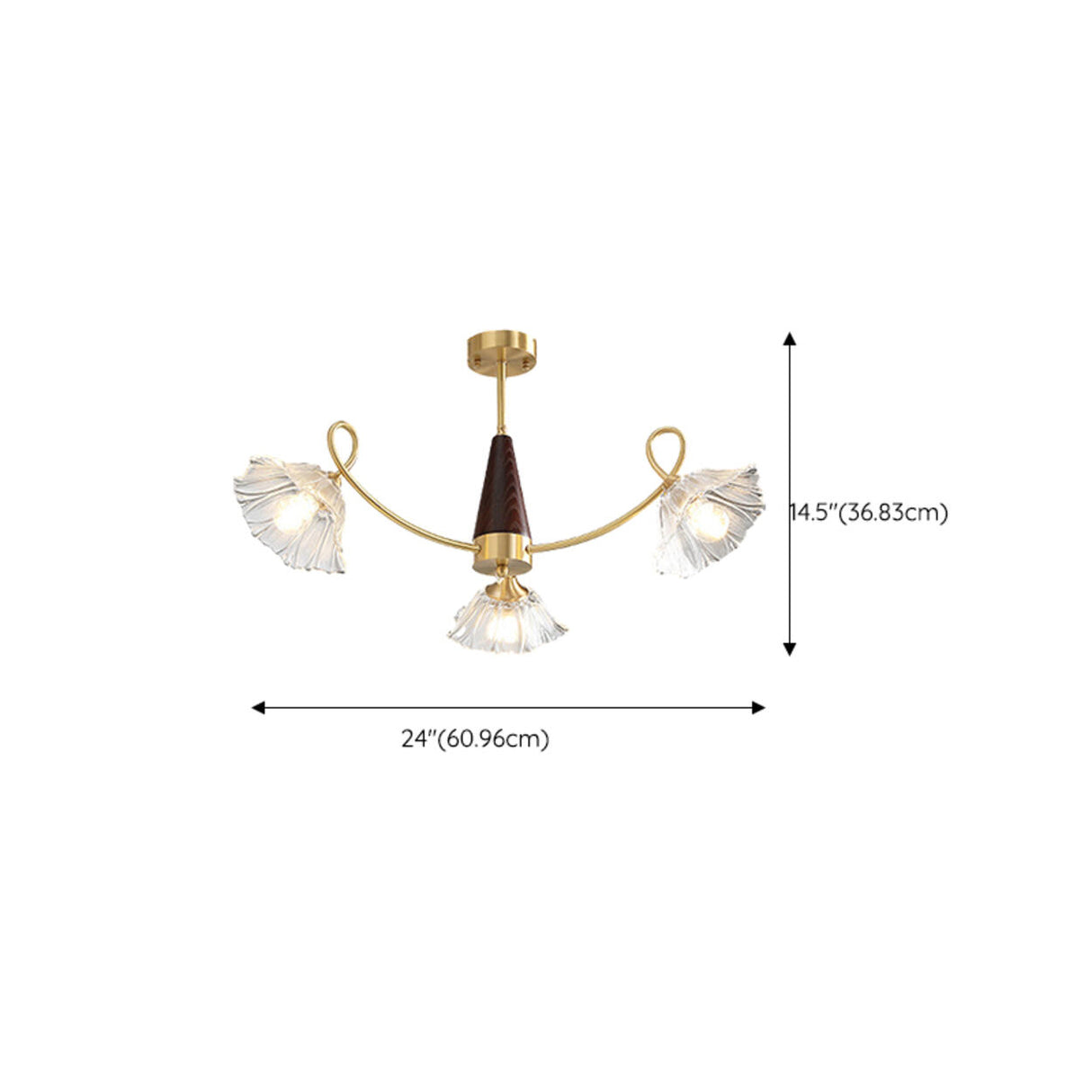 Elegant Floral Clear Glass Semi-Flush Mount Lamp 8-Lamp 