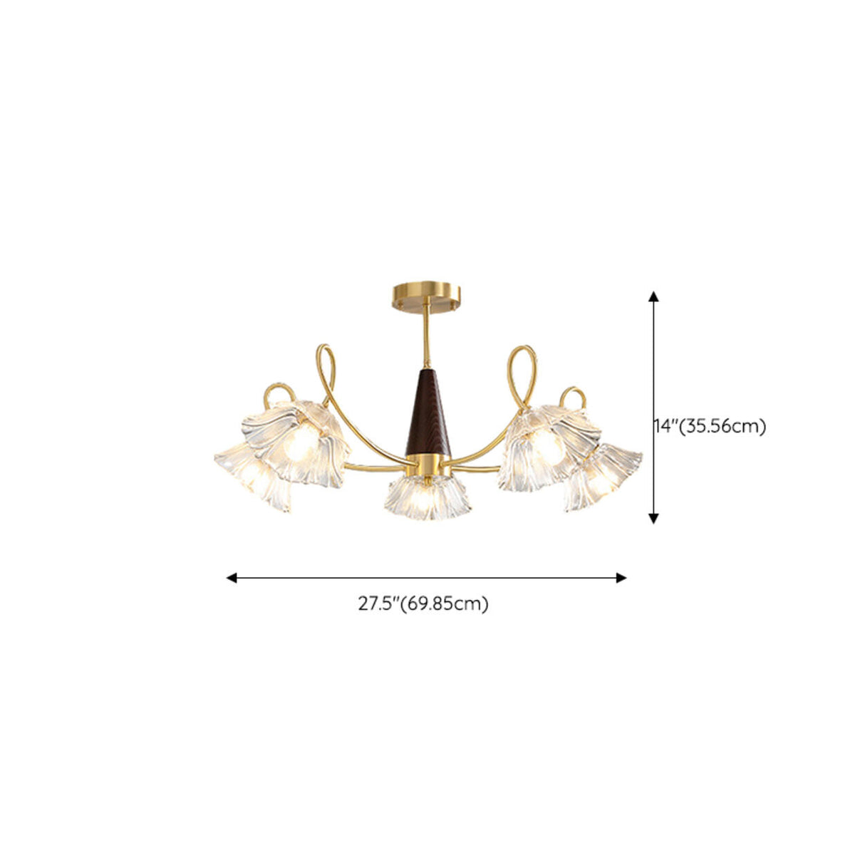 Elegant Floral Clear Glass Semi-Flush Mount Lamp 8-Lamp Image - 14