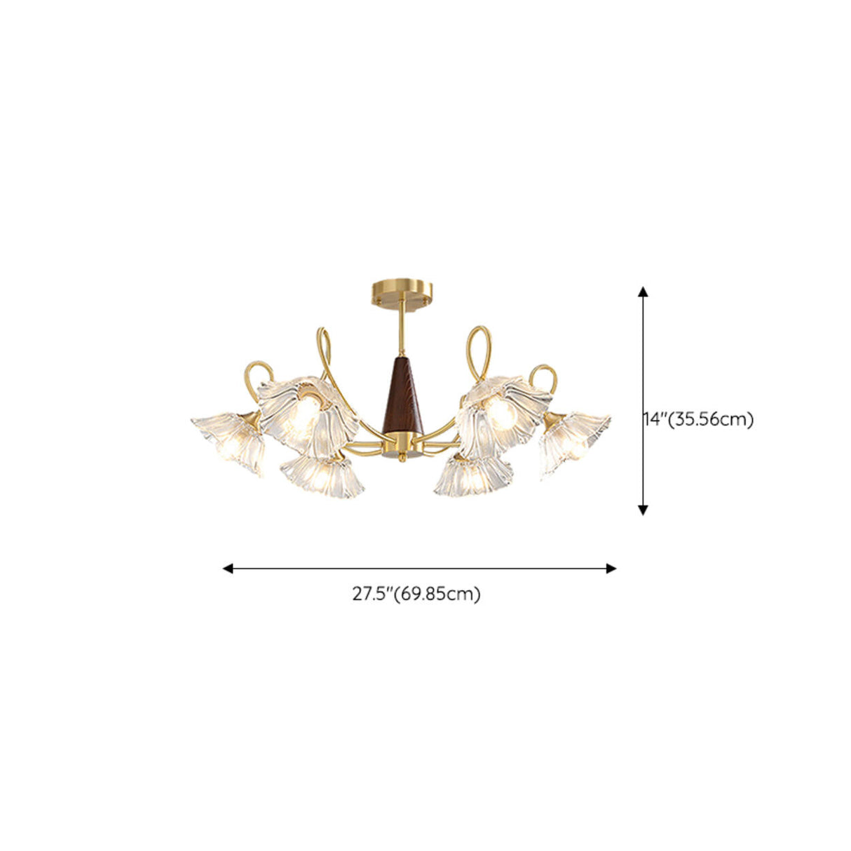 Elegant Floral Clear Glass Semi-Flush Mount Lamp 8-Lamp Image - 15