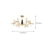 Elegant Floral Clear Glass Semi-Flush Mount Lamp 8-Lamp Image - 15