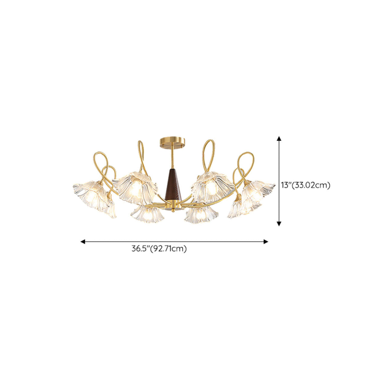 Elegant Floral Clear Glass Semi-Flush Mount Lamp 8-Lamp Image - 16