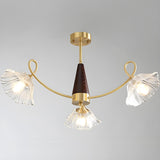 Elegant Floral Clear Glass Semi-Flush Mount Lamp 8-Lamp Image - 2