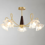 Elegant Floral Clear Glass Semi-Flush Mount Lamp 8-Lamp Image - 3