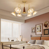 Elegant Floral Clear Glass Semi-Flush Mount Lamp 8-Lamp Image - 4