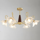 Elegant Floral Clear Glass Semi-Flush Mount Lamp 8-Lamp Image - 5