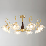 Elegant Floral Clear Glass Semi-Flush Mount Lamp 8-Lamp Image - 7